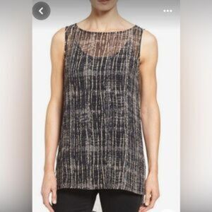 Eileen Fisher Petite 100% Silk Sleeveless Tunic Tank Top | Size S/P